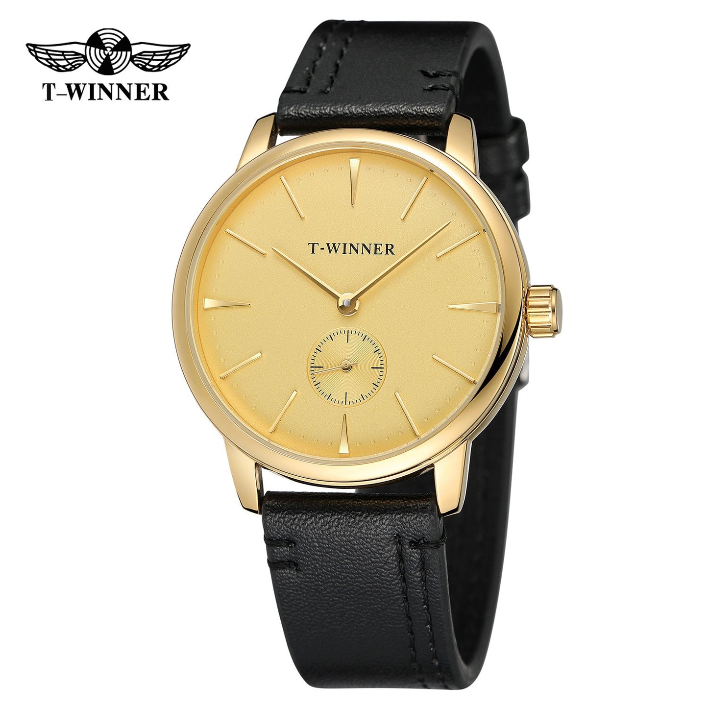 T-WINNER Waterproof Mechanical Watch for Men – Leather Strap Automatic Timepiece