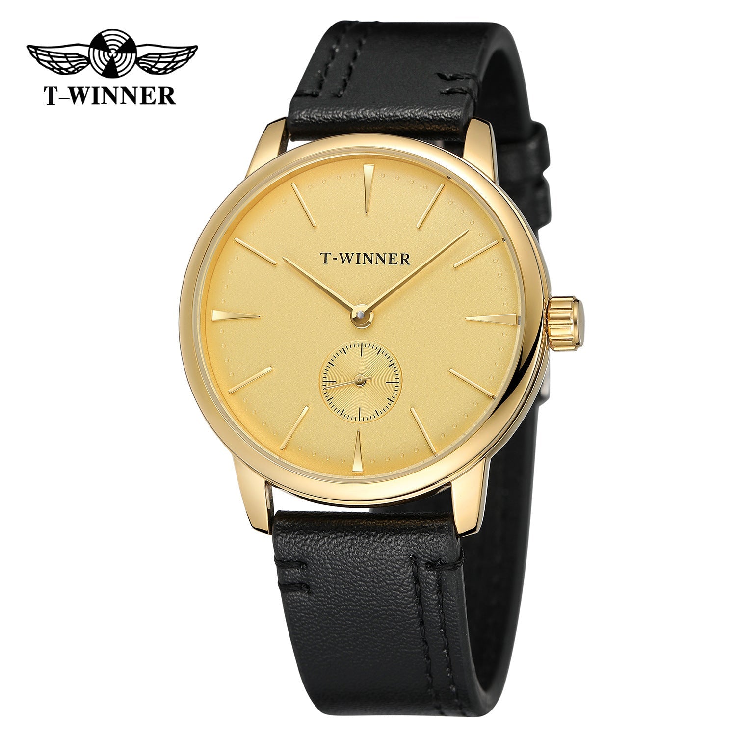 T-WINNER Waterproof Mechanical Watch for Men – Leather Strap Automatic Timepiece