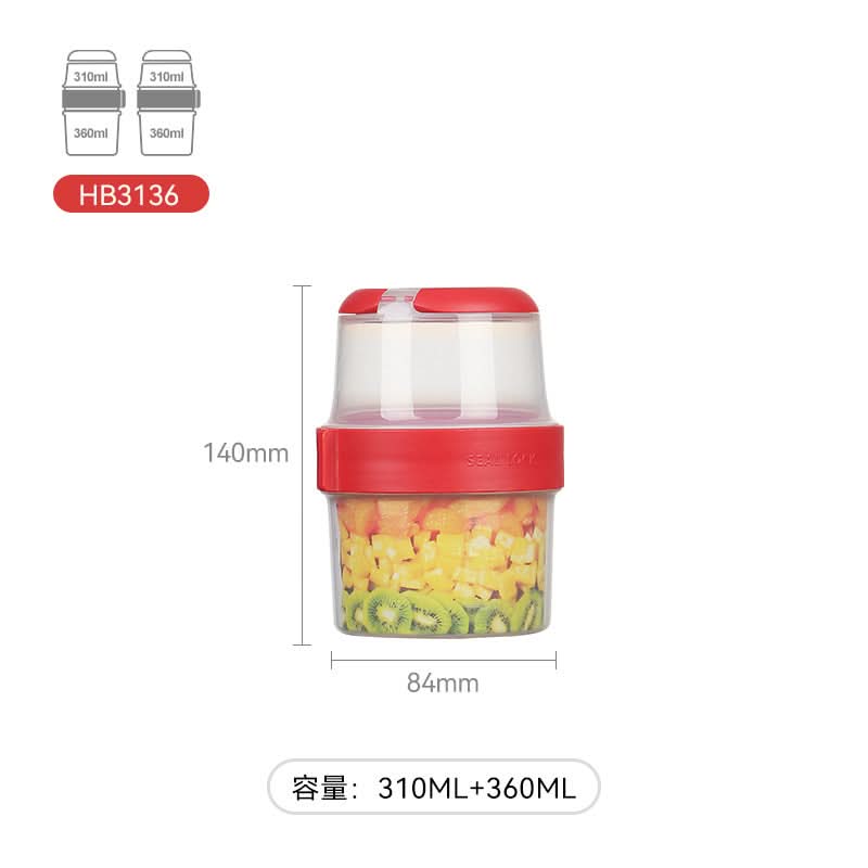 Microwave-Safe Double-Layer Salad & Oatmeal Cup – Container with Sealed Lid