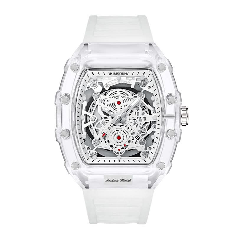 Men’s Fashion Barrel-Shaped Quartz Watch – Luminous Transparent Dial