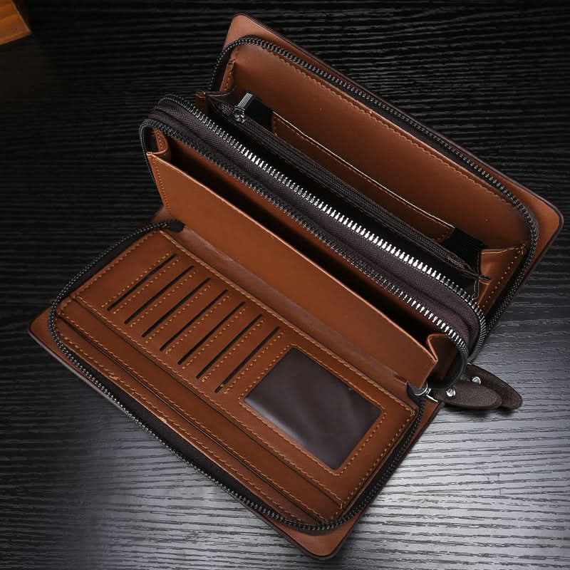 Men's PU Leather Business Clutch – Double Zipper