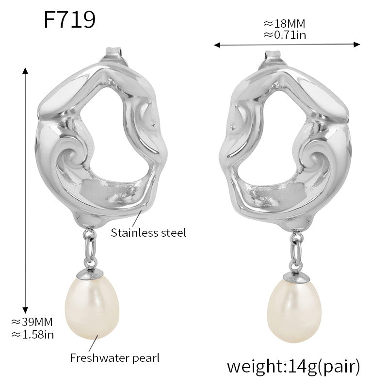 Baroque Chic Pearl Dangle Earrings – Irregular Hollow Design Jewelry