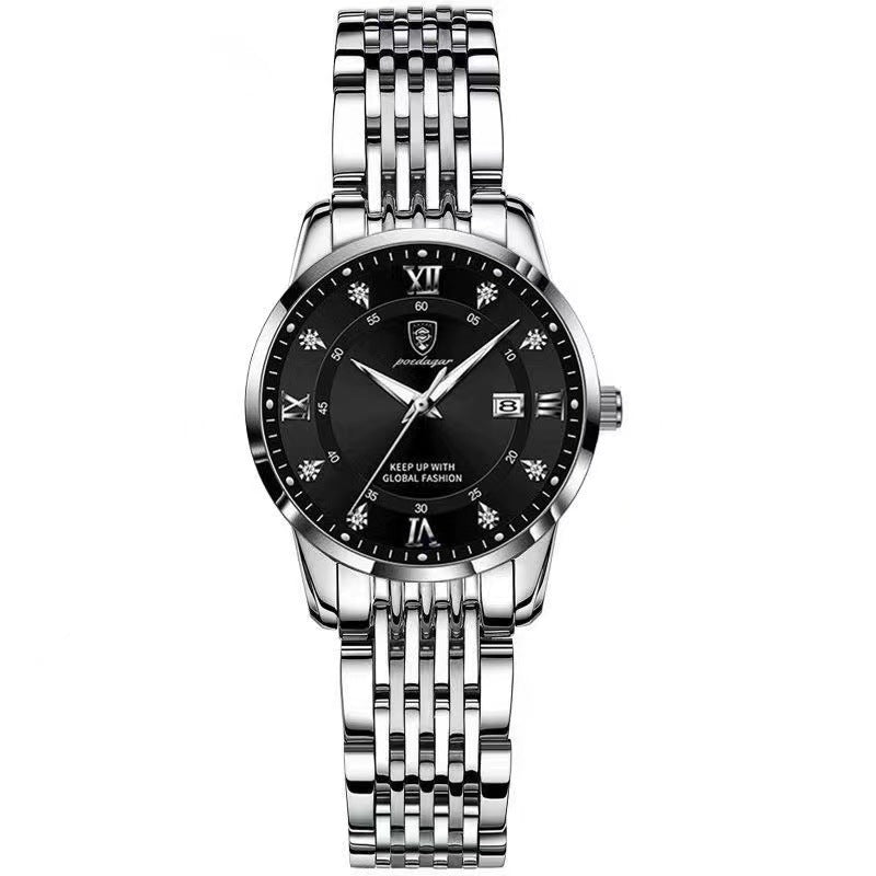Ultra-Thin Women’s Elegant Stainless Steel Watch with Calendar & Luminous Dial