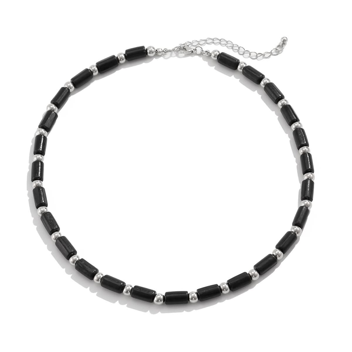 Men’s Black Wooden Bead Surfer Necklace