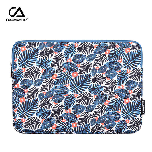 Tropical Foliage Laptop Sleeve – Shock-Resistant Polyester Case for Samsung & More (11–15 Inch)