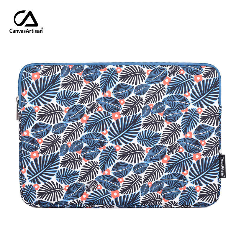 Tropical Foliage Laptop Sleeve – Shock-Resistant Polyester Case for Samsung & More (11–15 Inch)