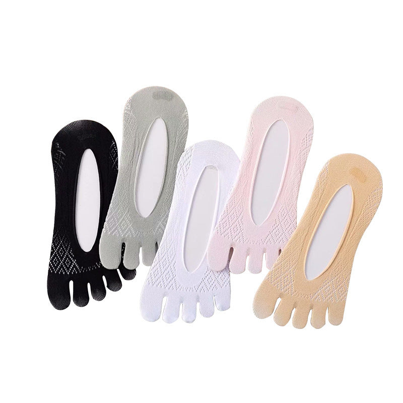 Women’s Silk Five-Finger No-Show Socks – Breathable, Quick-Dry Summer Accessories