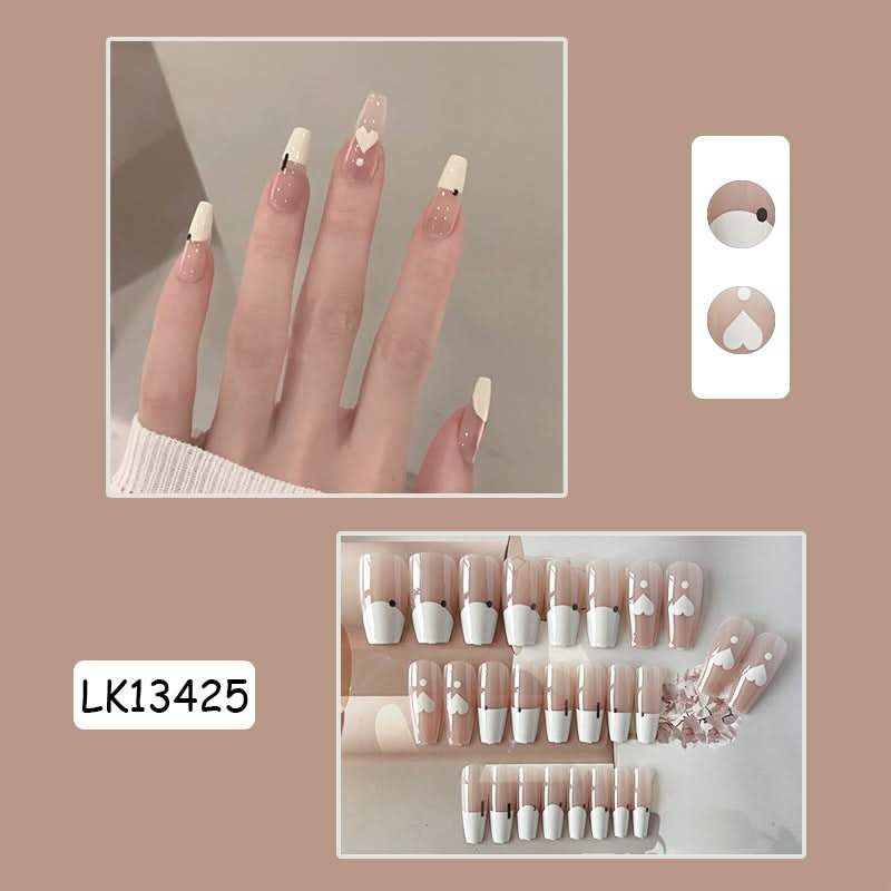 Graffiti Love Medium Trapezoidal Nail Patches – Milky White Minimalist