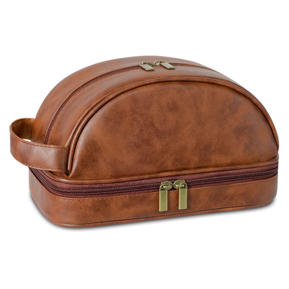 Men's Large-Capacity Waterproof PU Leather Toiletry Bag - Storage Organizer