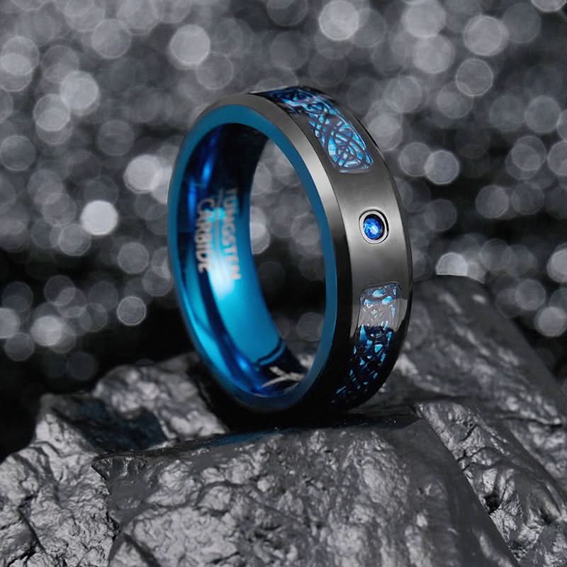 Men's Dragon Titanium Steel Ring with Zircon