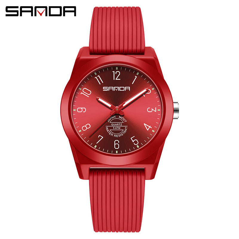 Sanda Luminous Student Quartz Watch – Silent Waterproof Exam Wristwatch for Teens