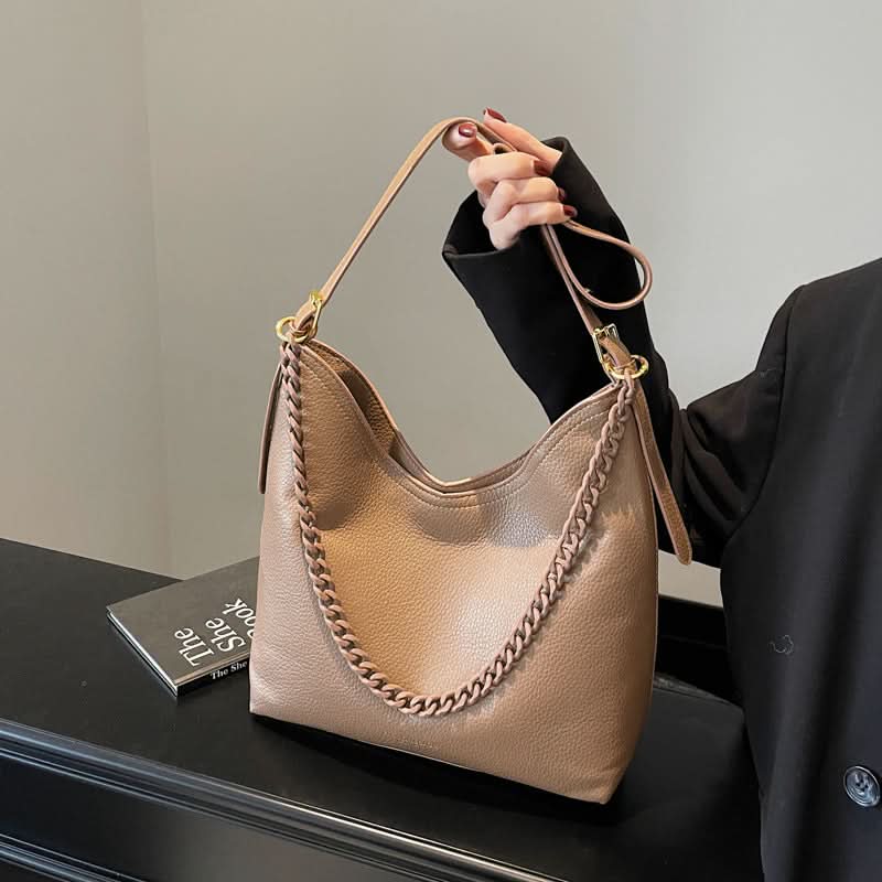 Women's Trendy Chain Bucket Shoulder Bag – PU Commuter Purse