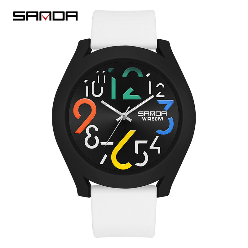 Sanda Digital Quartz Watch – Waterproof Kid's Silicone Strap Watch with Removable Bezel