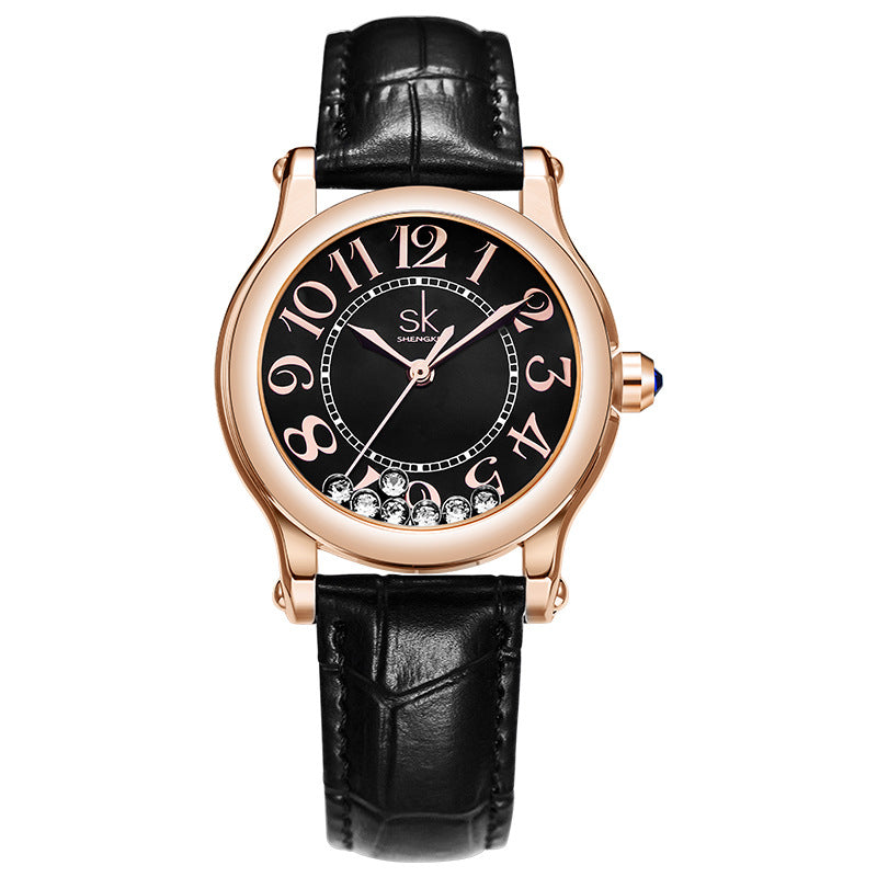 SK Women’s Quartz Watch – Round Dial, Waterproof Basic Fashion Watch