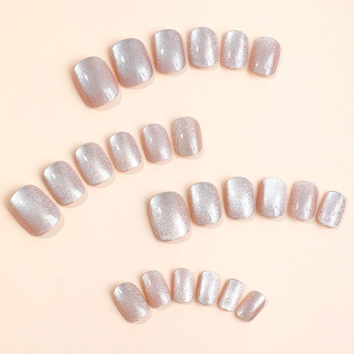 Short Pink Starry False Nails