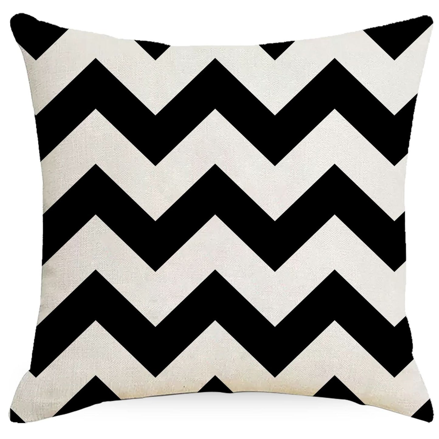 Black & White Geometric Linen Pillowcase - Nordic Style (Set of 2)