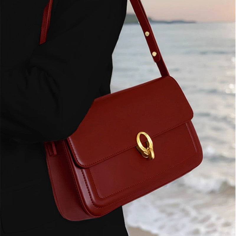 Women's Red Wedding Shoulder Bag – Small PU Underarm Bag for Travel & Daily Style