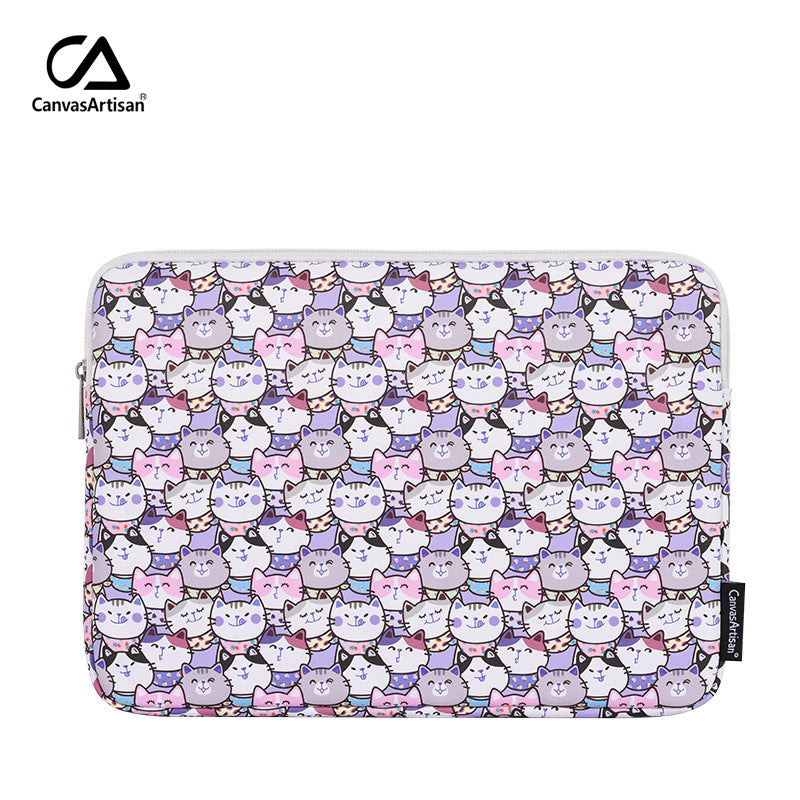 Cartoon Cat Laptop Sleeve – Shock-Resistant Case for 11–15" HP & More