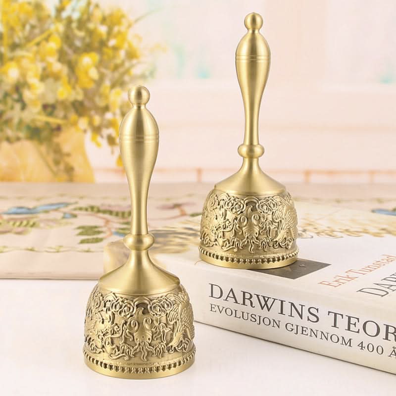 Pure Copper Rattle Bell - Hand Crank Brass Desk Ornament