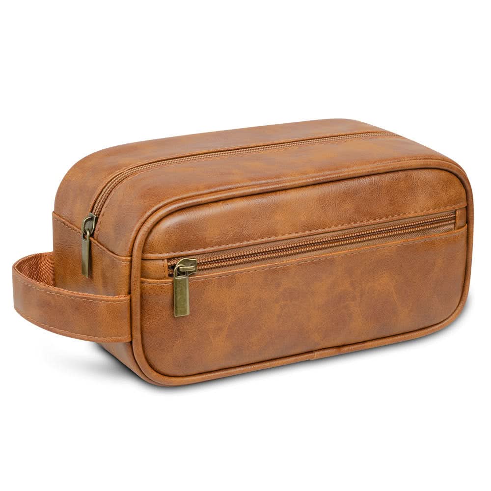 Men's Waterproof PU Leather Toiletry Bag - Travel Storage Organizer