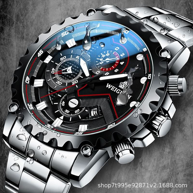 Black Warrior Men’s Classic Watch – Waterproof, Luminous, Calendar Display