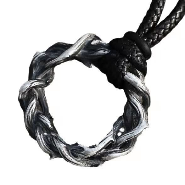 Men's Retro Hip-hop Style Punk Thorn Pendant Necklace – Leather Chain
