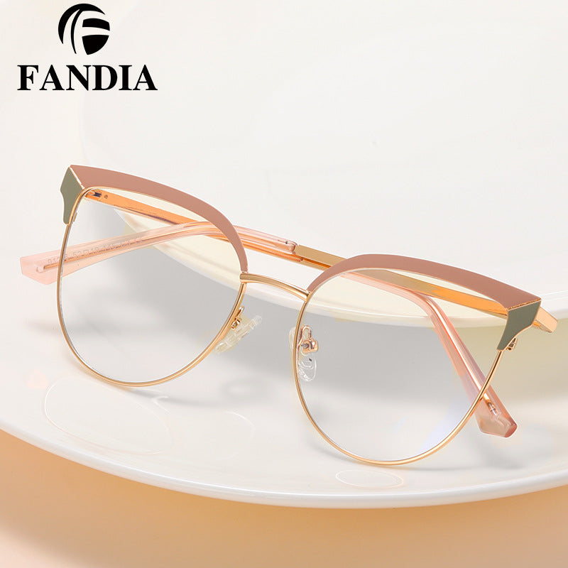 Women's Metal Butterfly Glasses Frame – Anti-Blue Light, Myopia-Ready Eyewear