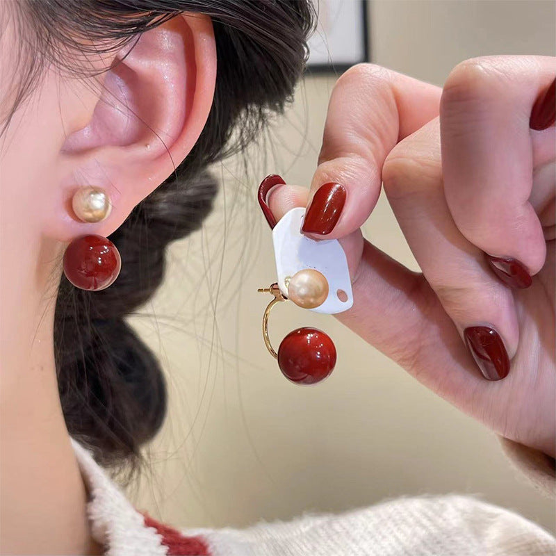Retro Coffee Ball Earrings for Women – Geometric Round Fashion Jewelry