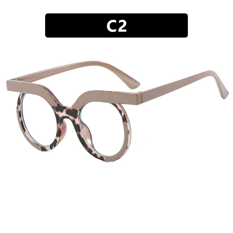 Round Owl Blue Light Blocking Glasses for Women – European Style Flat Mirror Frame