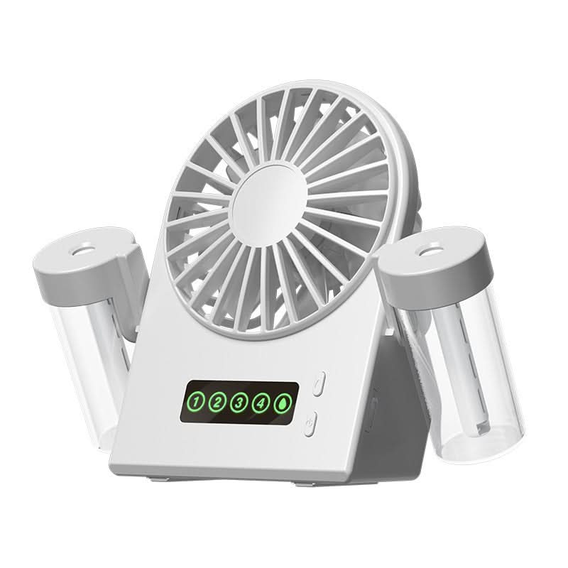 Dual-Nozzle USB Spray Fan – Double Mist Cooling Mini Desk Fan