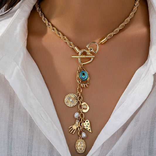 Women's Trendy Evil-eye Pendant Necklace – Pearl & Charms, Love Jewelry