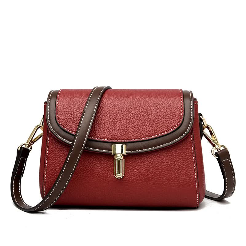 Women's Retro Small Square PU Leather Messenger Bag – With Contrast Design