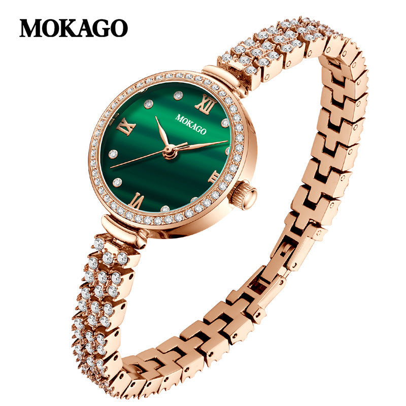 MOKAGO Women’s Quartz Watch – Diamond Dial, Luxury Zinc Alloy Bracelet