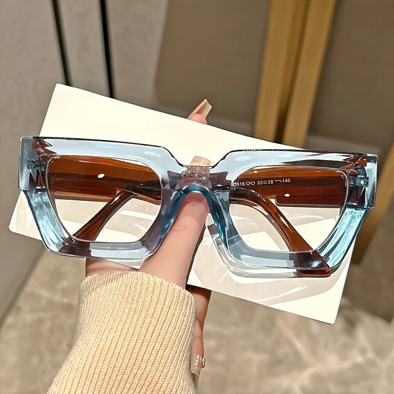 Y2K Square Frame Sunglasses with Thick Rim & Blue Light Protection | Trendy Fashion Glasses