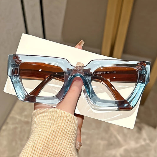 Y2K Square Frame Sunglasses with Thick Rim & Blue Light Protection | Trendy Fashion Glasses