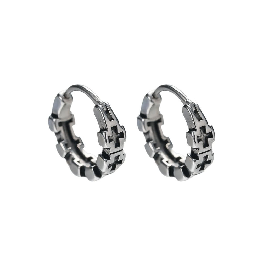 Trendy Hollow Cross Earrings – Gun Black Unisex Ear Buckles