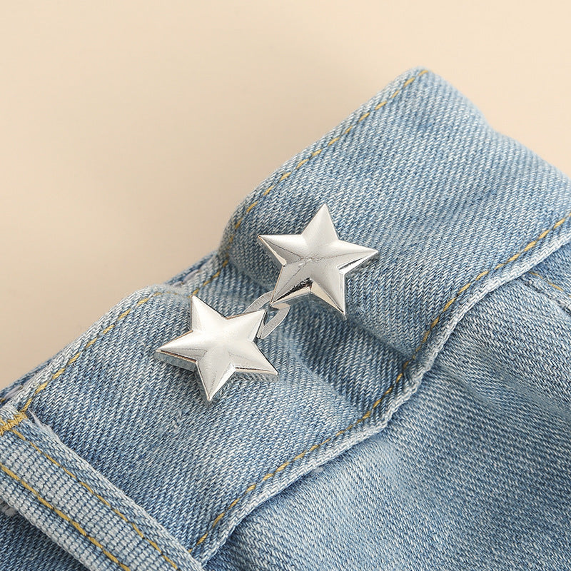 Adjustable Jeans Waist Buckle – Five-Pointed Star Alloy Clip for Waist Tightening (Pack of 2)