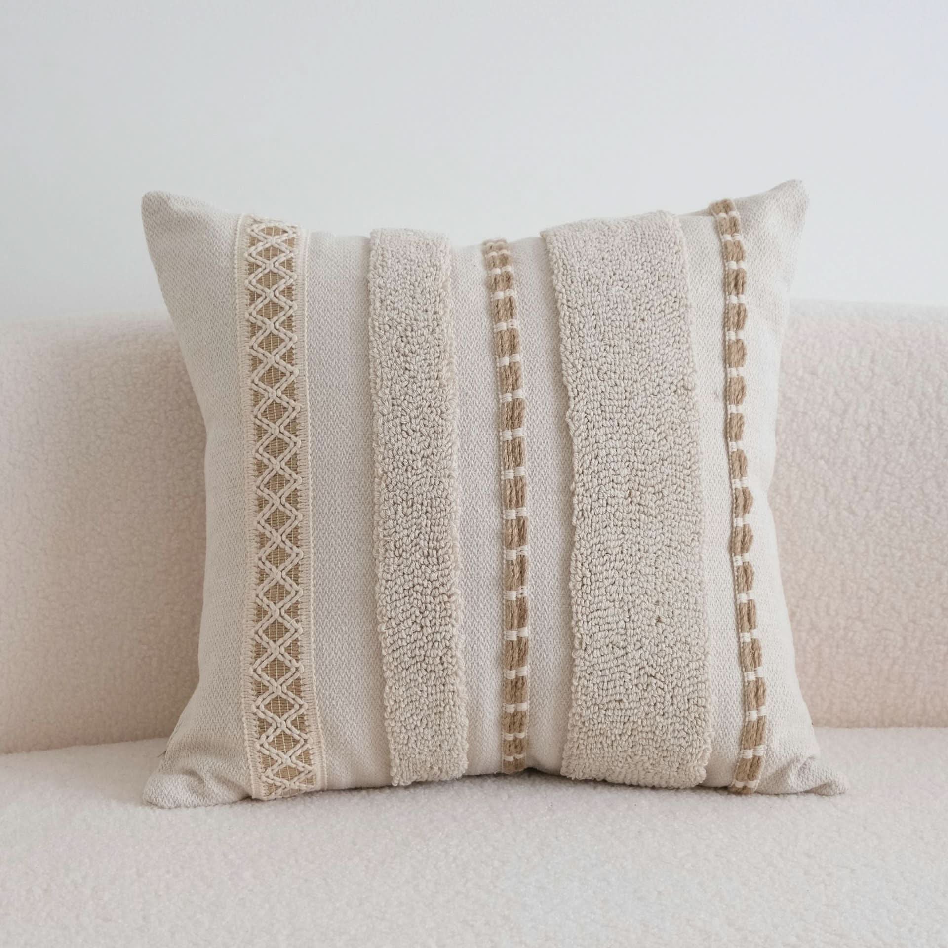 Wabi-Sabi Style Loop Velvet Pillow - INS Embroidered Cushion Cover