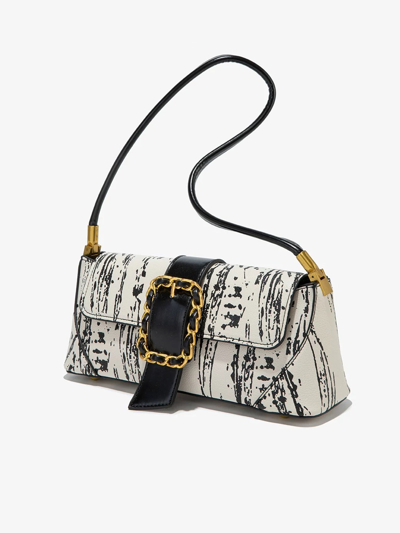 Vintage Horse & Carriage Pattern Shoulder Bag – PU Underarm Handbag for Women