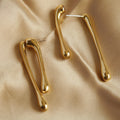 Women’s Geometric Earrings – Gold Asymmetrical Metal Line Design