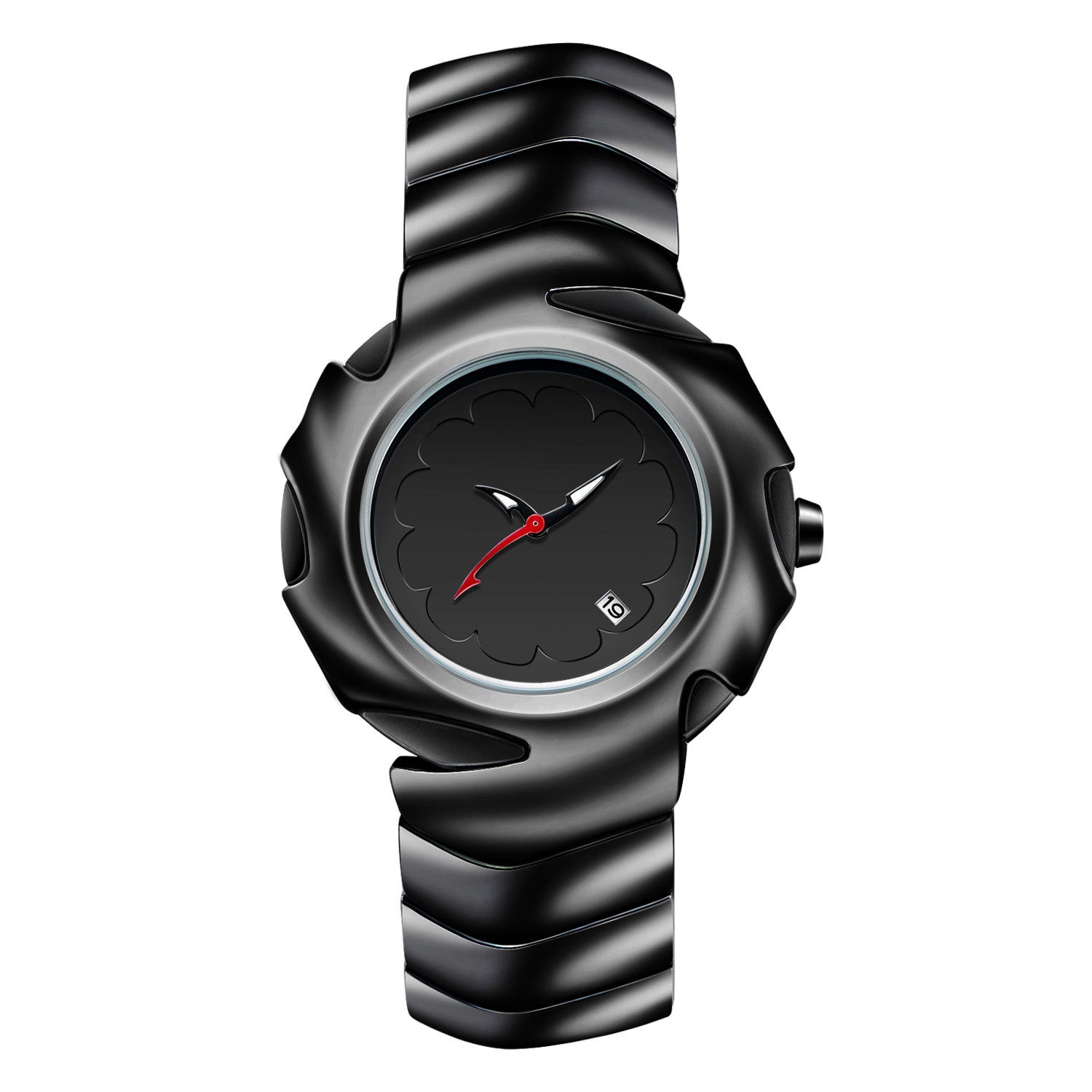 Blade Design Waterproof Men’s Quartz Watch – 50M Black Alloy Strap Timepiece
