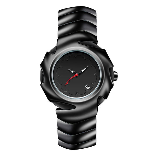 Blade Design Waterproof Men’s Quartz Watch – 50M Black Alloy Strap Timepiece