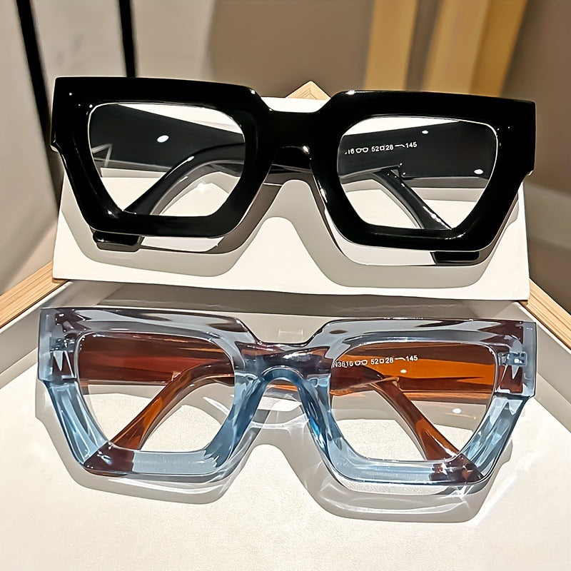 Y2K Square Frame Sunglasses with Thick Rim & Blue Light Protection | Trendy Fashion Glasses