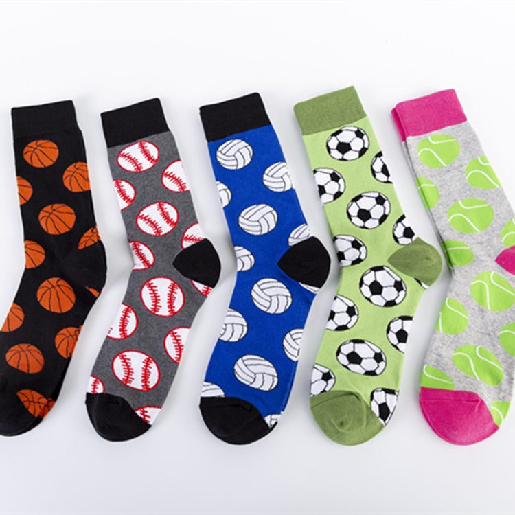 Men’s Cotton Mid-Tube Socks – Autumn Winter Jacquard Casual Crew Socks (40–46)