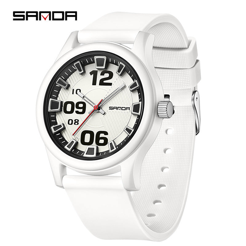 Sanda Kids Quartz Watch – Waterproof Contrast Color Silicone Student Watch
