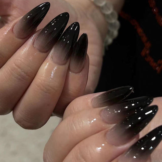 Chic Black Ombre Stiletto Press-On Nails – Long Gradient Acrylic Glue-On Set
