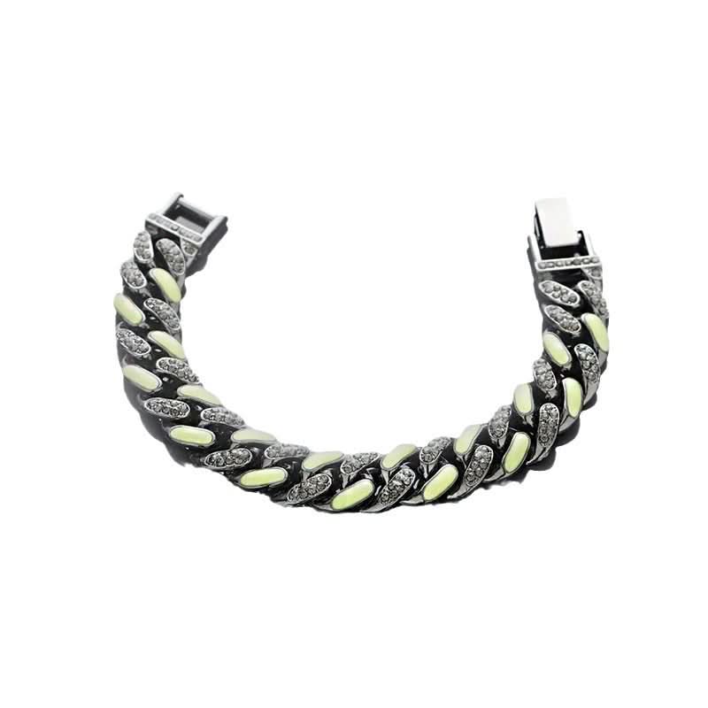 Men’s Glow-in-the-Dark Cuban Bracelet – Double-Layer Contrast Chain