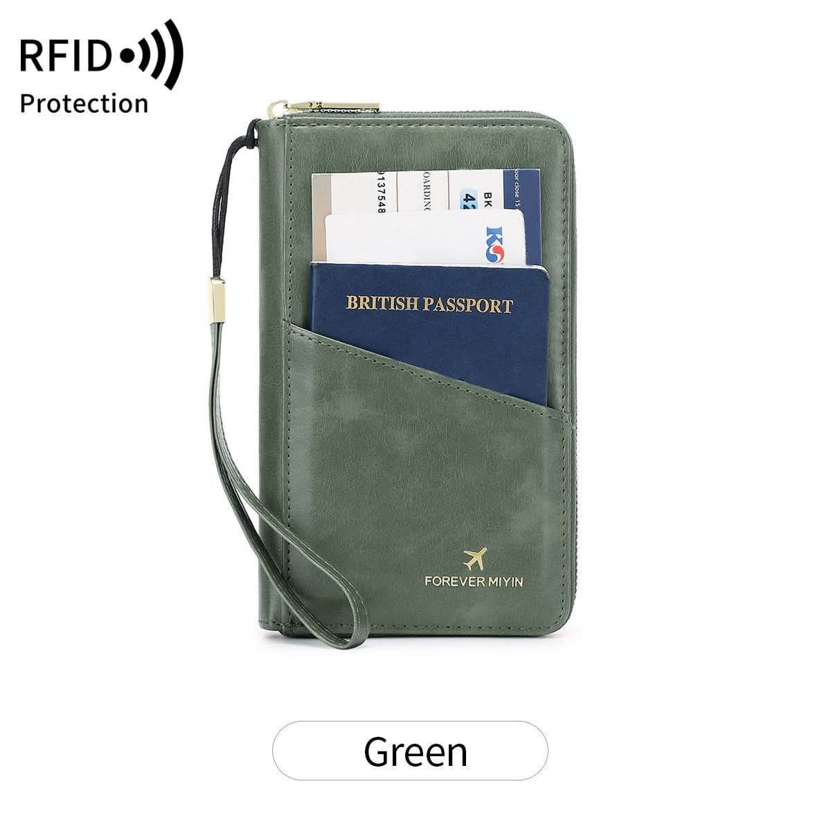 RFID Anti-Theft Travel Passport Wallet – Zipper Organizer for Documents & Tickets