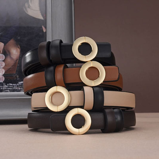 Women's Thin PU Leather Belt – Stylish Adjustable Waist Belt