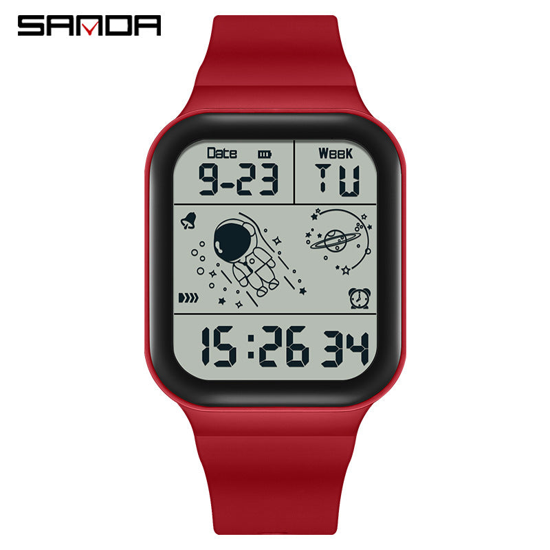 Sanda Digital Watch for Mens – Waterproof Luminous Alarm Student Square Watch